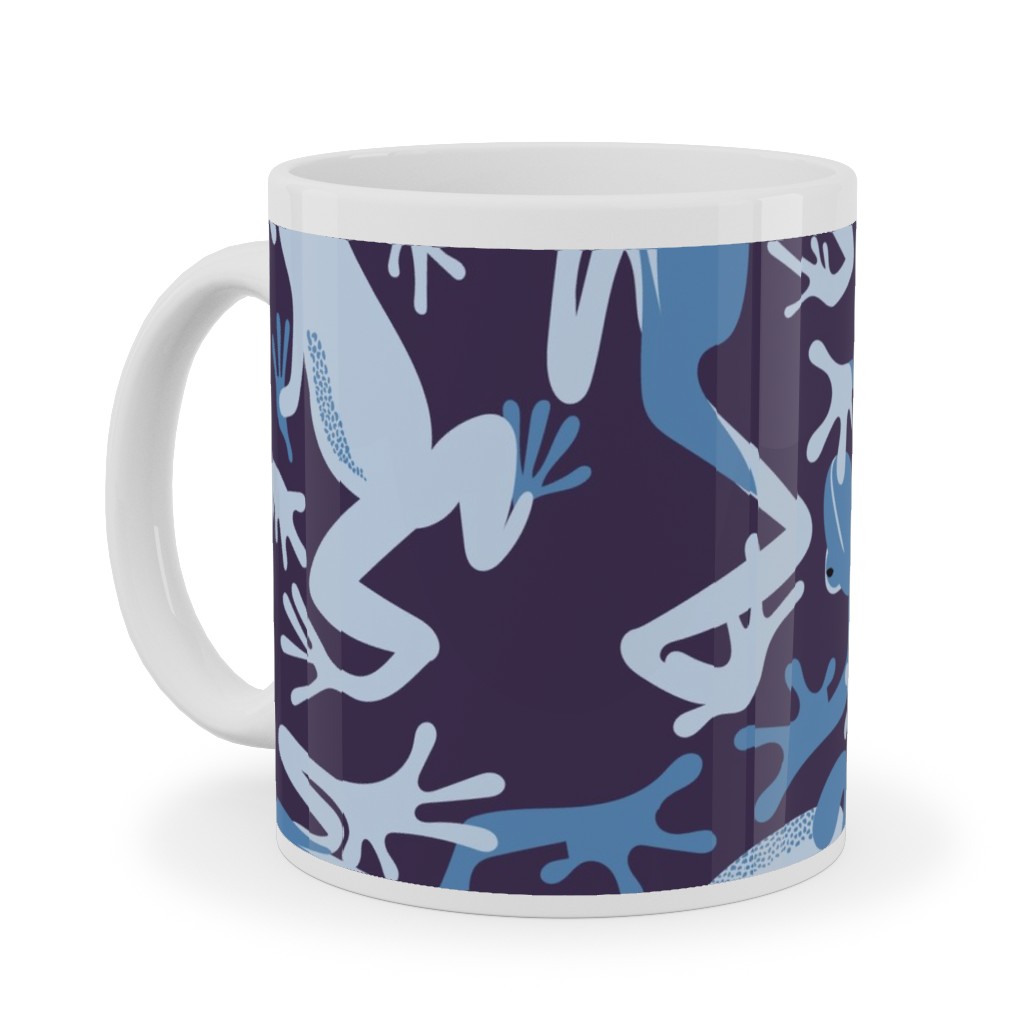 All the Frogs Ceramic Mug, White, , 11oz, Blue, Blueberry