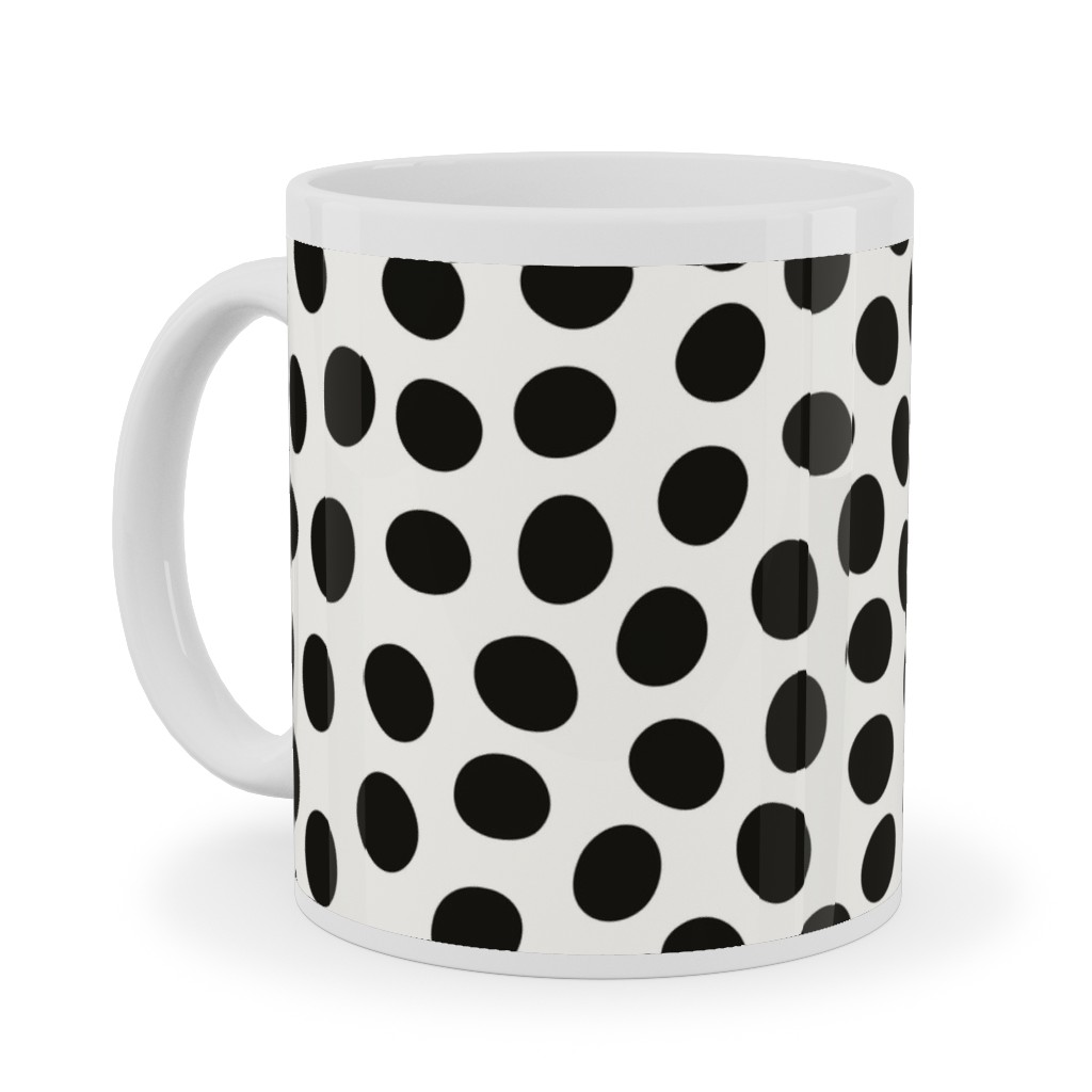 Dots - Black and White Ceramic Mug, White, , 11oz, White, White
