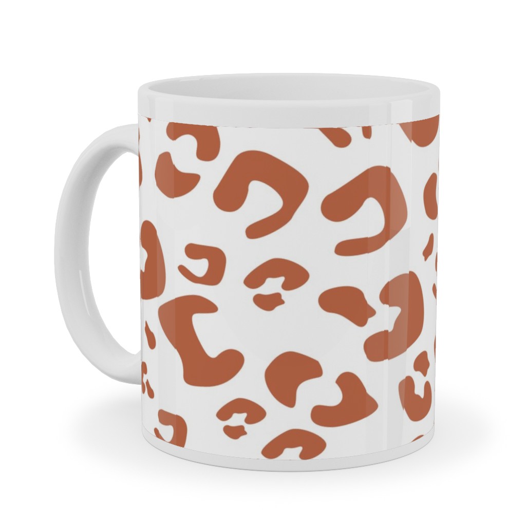 Leopard Print - Terracotta Ceramic Mug, White,  , 11oz, Brown
