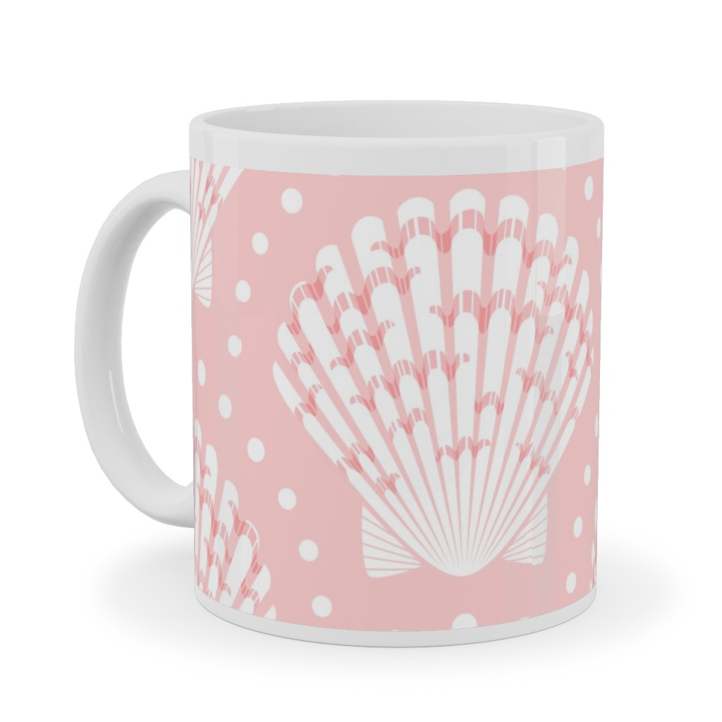 Pretty Scallop Shells - Pink Ceramic Mug, White,  , 11oz, Pink