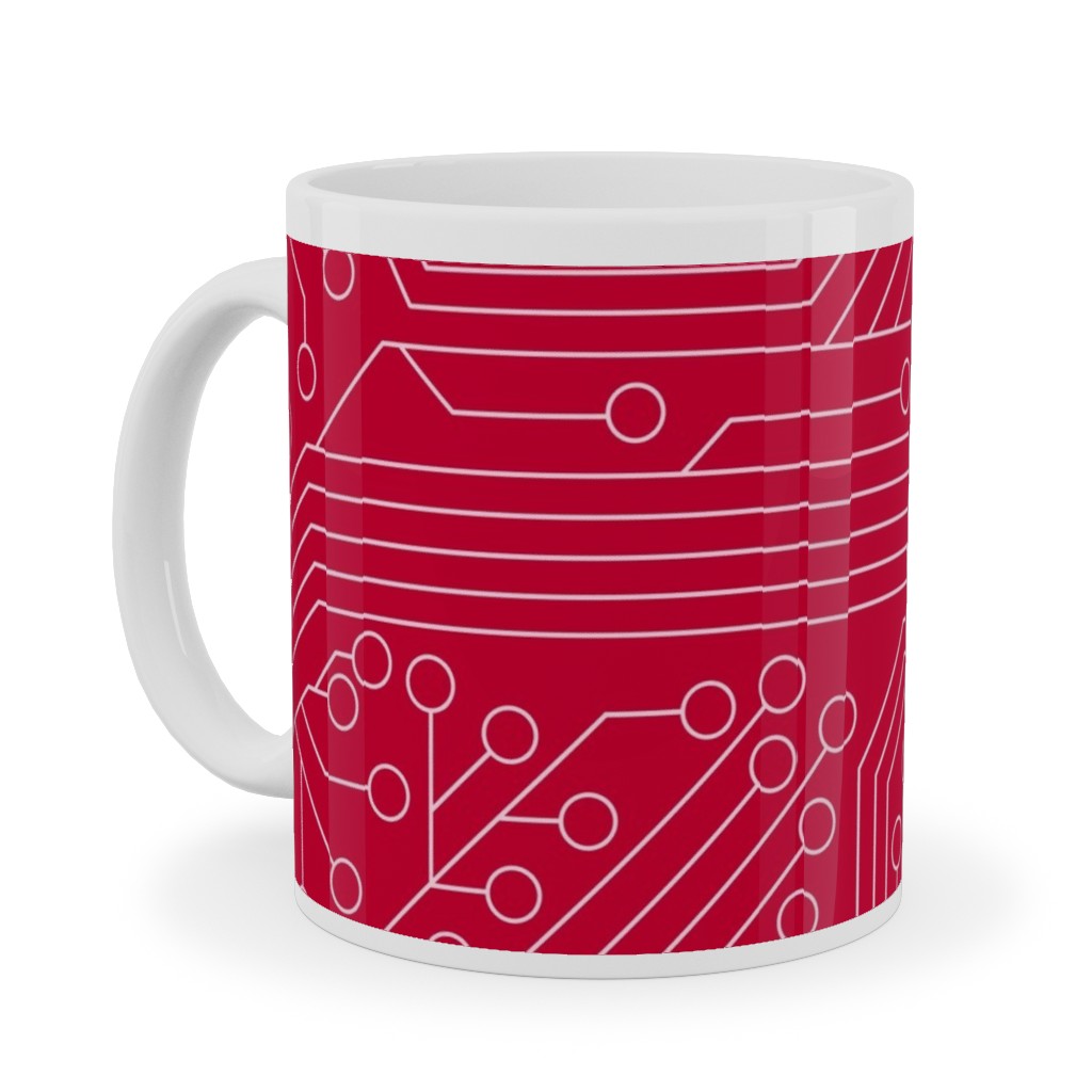 Motherboard Computer Science Ceramic Mug, White, , 11oz, Red, Syrah