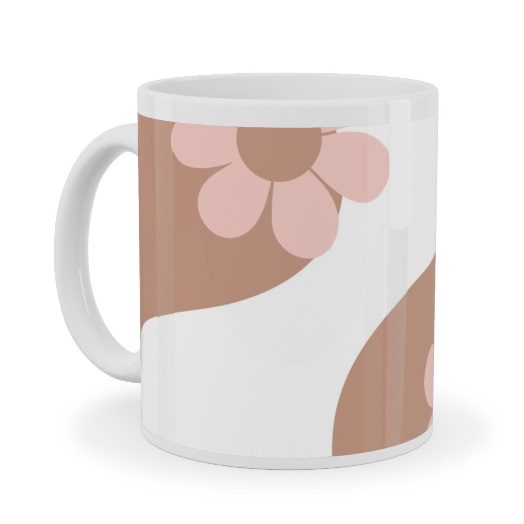 Groovy Daisy Rainbow Ceramic Mug, White,  , 11oz, Beige