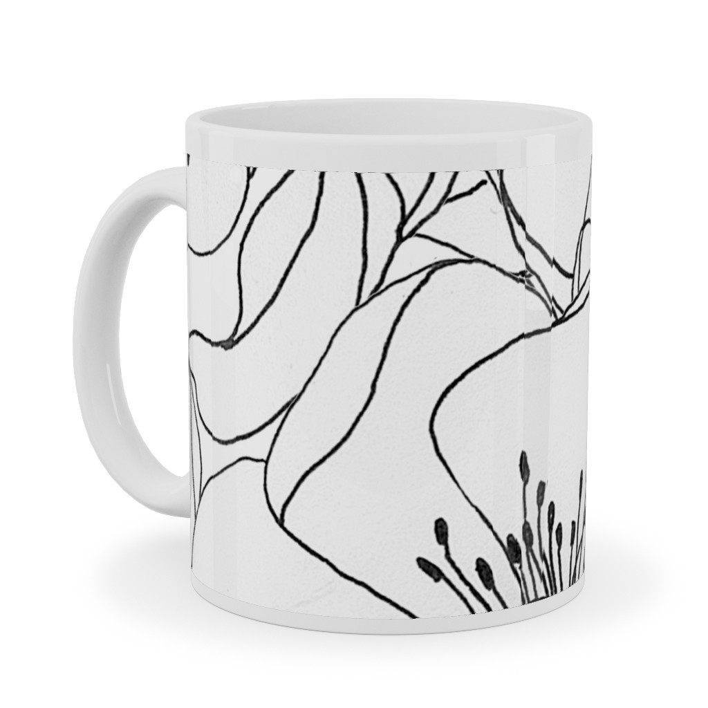 White Anemones - Neutral Ceramic Mug, White,  , 11oz, White