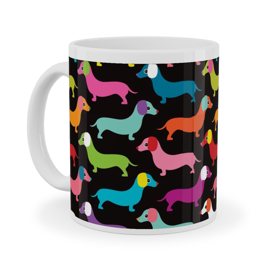 Retro Dachshund Dogs Ceramic Mug, White,  , 11oz, Multicolor