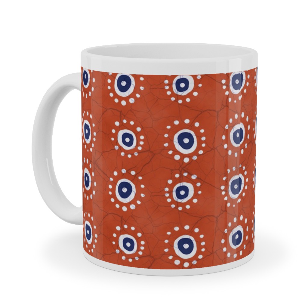 Batik Suns Ceramic Mug, White, , 11oz, Orange, Fawn