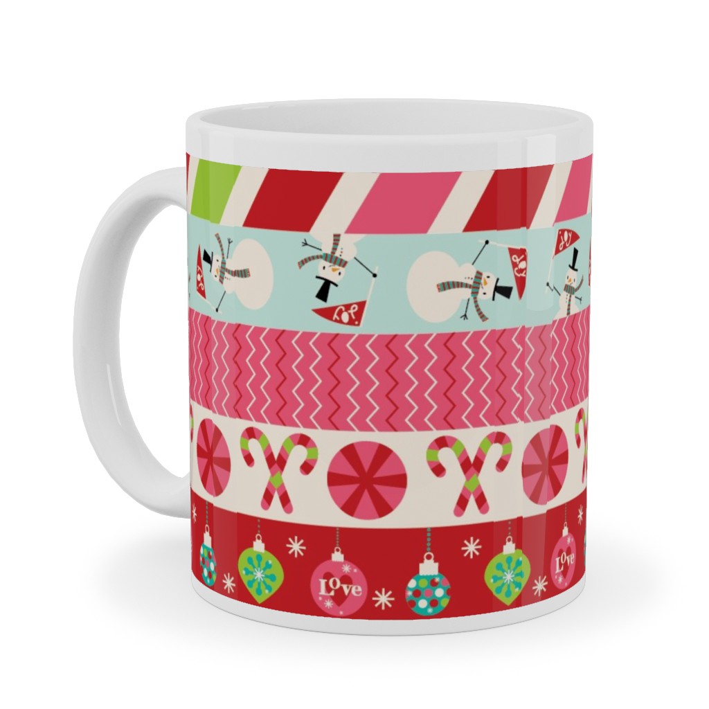 Washi Christmas Ceramic Mug, White,  , 11oz, Multicolor