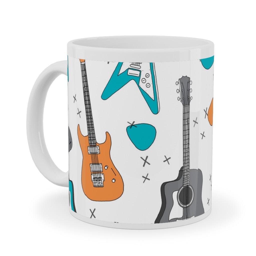 Guitars - Multicolor Ceramic Mug, White,  , 11oz, Multicolor