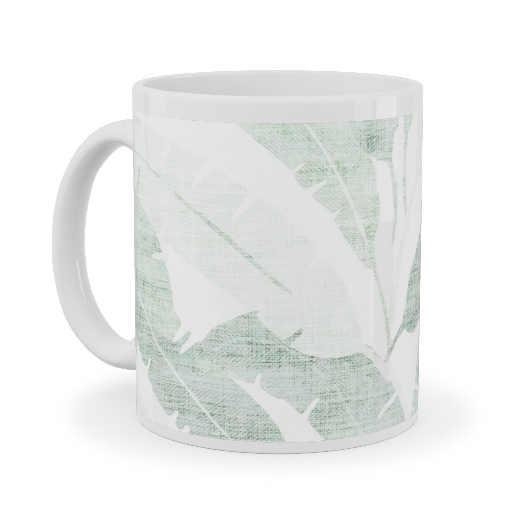 Banana Leaf - Light Ceramic Mug, White, , 11oz, Green, Classic Green
