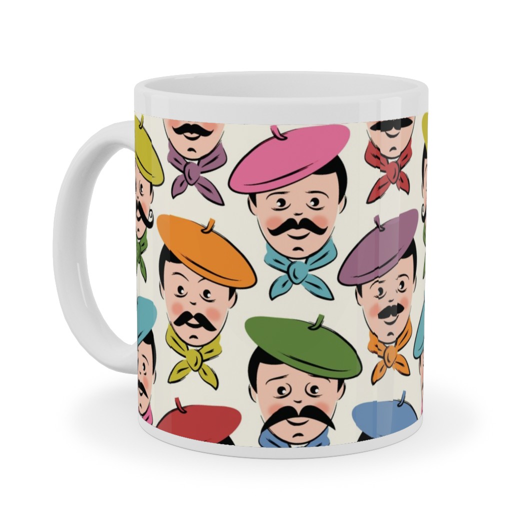 Men With Mustaches and Bandanas - Multi Ceramic Mug, White,  , 11oz, Multicolor
