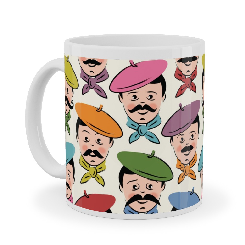 Men With Mustaches and Bandanas - Multi Ceramic Mug, White, , 11oz, Multicolor