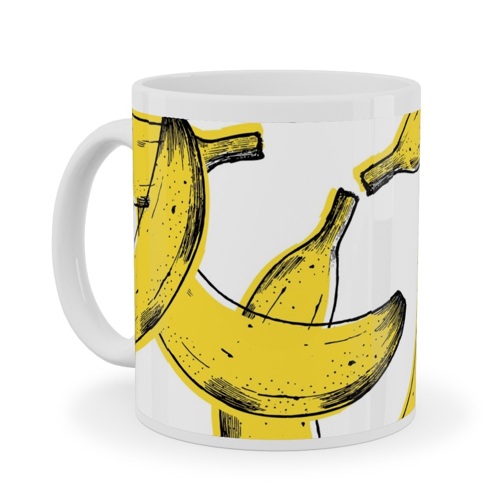 Banana Ceramic Mug, White,  , 11oz, Yellow