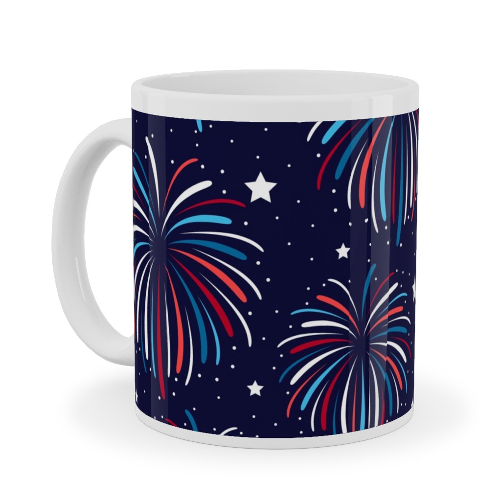 Star Spangled Night Ceramic Mug, White, , 11oz, Blue, True Blue