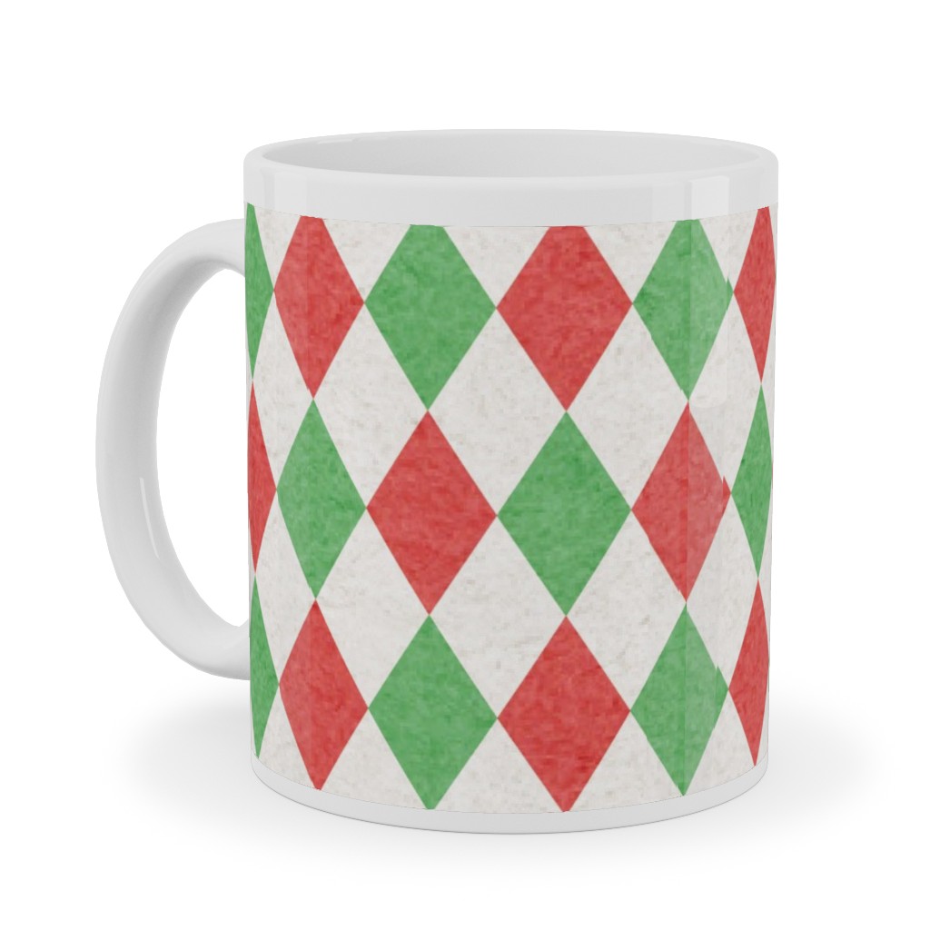 Christmas Diamonds Ceramic Mug, White, , 11oz, Multicolor