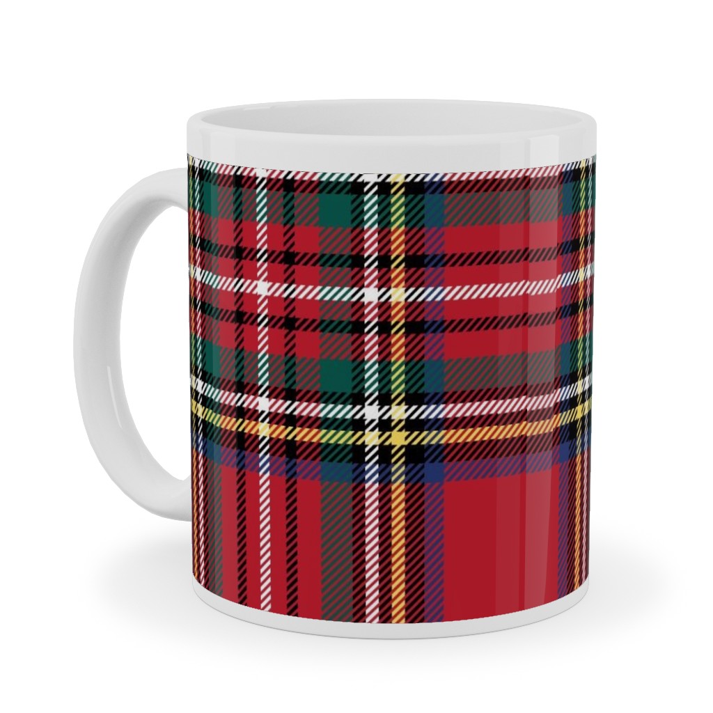 Royal Stewart Tartan Style Repeat Perfect for Christmas Ceramic Mug, White, , 11oz, Red, Red