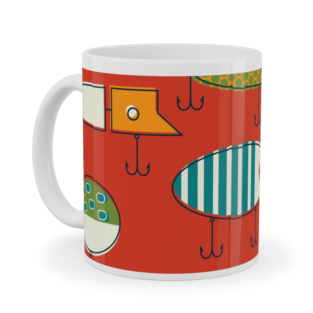 Hooked Up Ceramic Mug, White, , 11oz, Multicolor, Rich Red