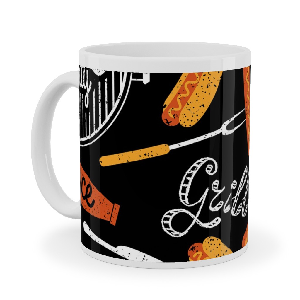 Bbq - Dark Ceramic Mug, White, , 11oz, Black, Black