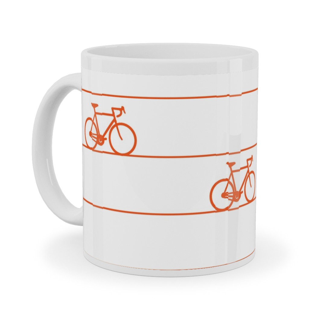 Biking Ceramic Mug, White, , 11oz, Orange, Fawn