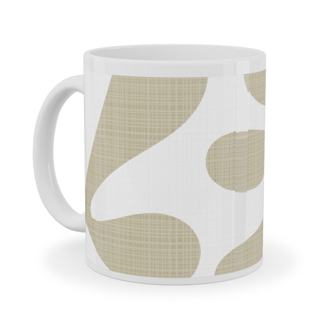 Block Print Texture Ceramic Mug, White,  , 11oz, Beige