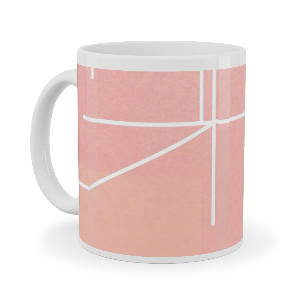 Midcentury Abstract Ceramic Mug, White,  , 11oz, Multicolor