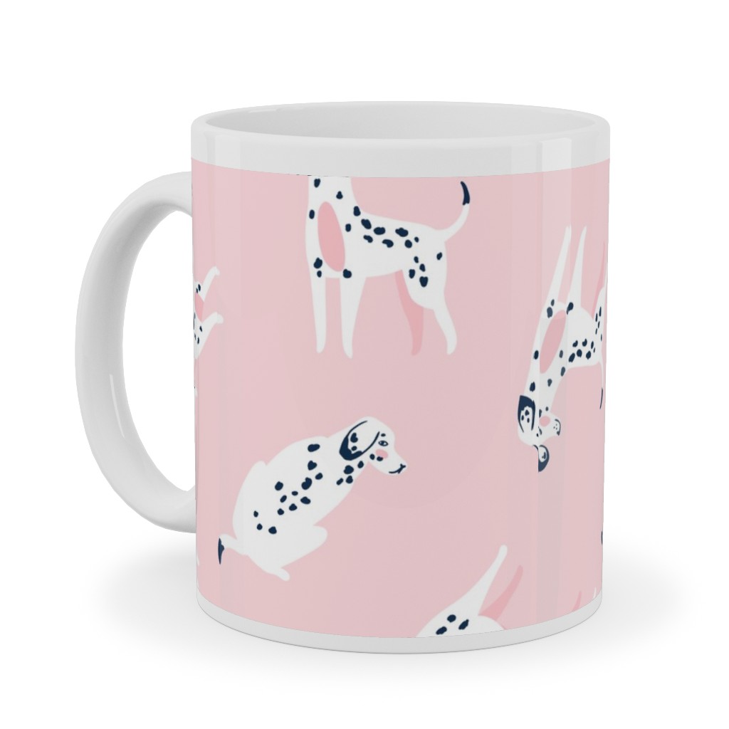 Funny Dalmatian - Pink Ceramic Mug, White, , 11oz, Pink, Bright Pink