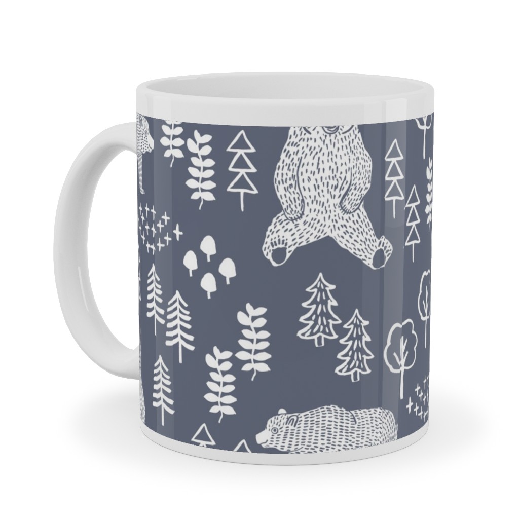 Woodland Bear Ceramic Mug, White, , 11oz, Gray, Gray
