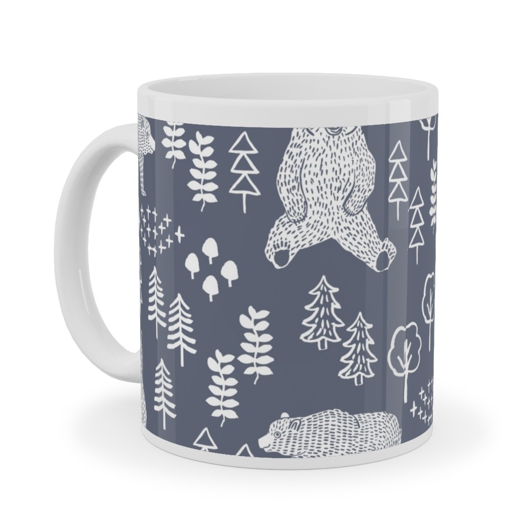 Woodland Bear Ceramic Mug, White,  , 11oz, Gray