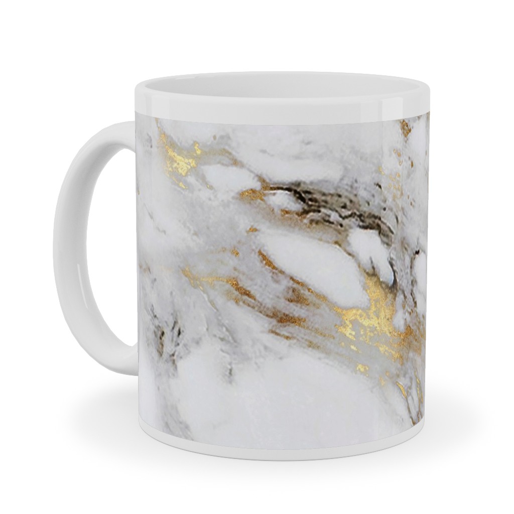 Gilded Marble - Gray Ceramic Mug, White,  , 11oz, Gray
