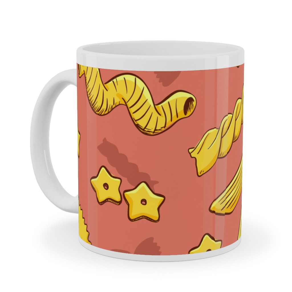 Pasta Ceramic Mug, White, , 11oz, Orange, Light Salmon