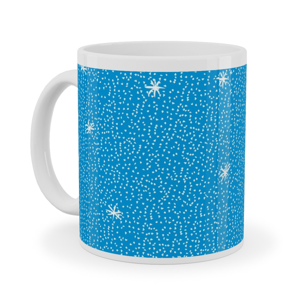Holiday Hygge Snowflakes Ceramic Mug, White, , 11oz, Blue, True Blue