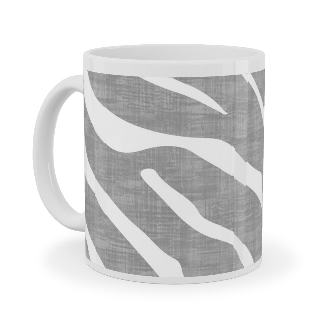 Zebra Texture - Gray Ceramic Mug, White, , 11oz, Gray, Gray