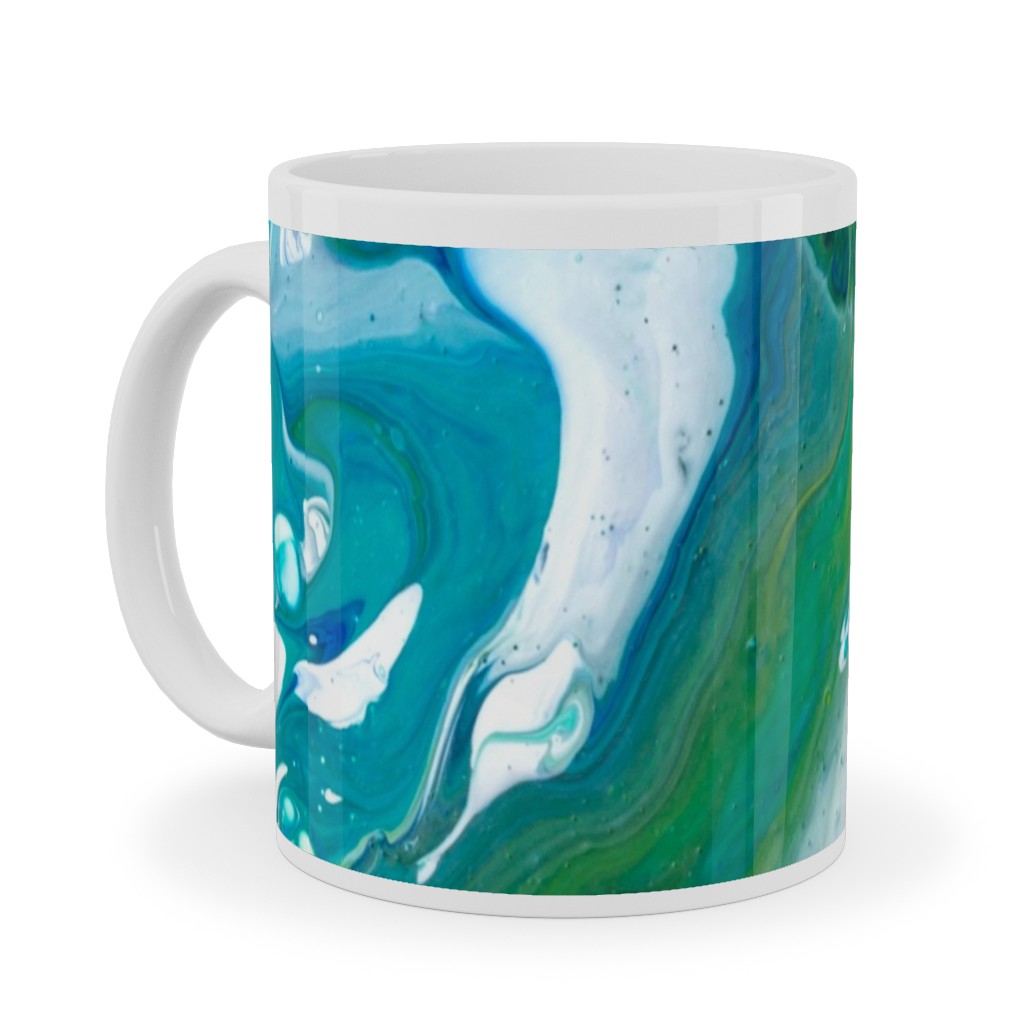 Acrylic Flow Ceramic Mug, White,  , 11oz, Green