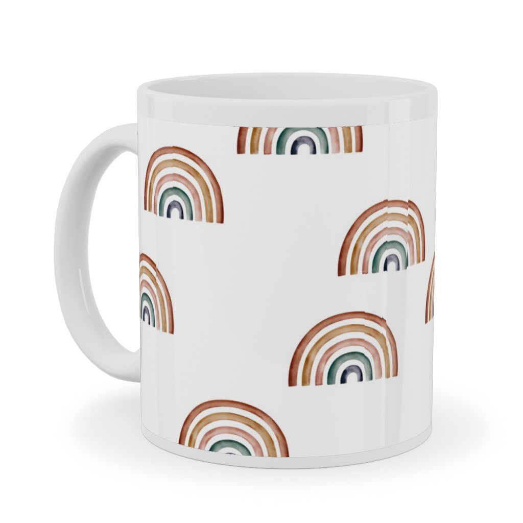 Scattered Rainbows - Multi Ceramic Mug, White, , 11oz, White, White