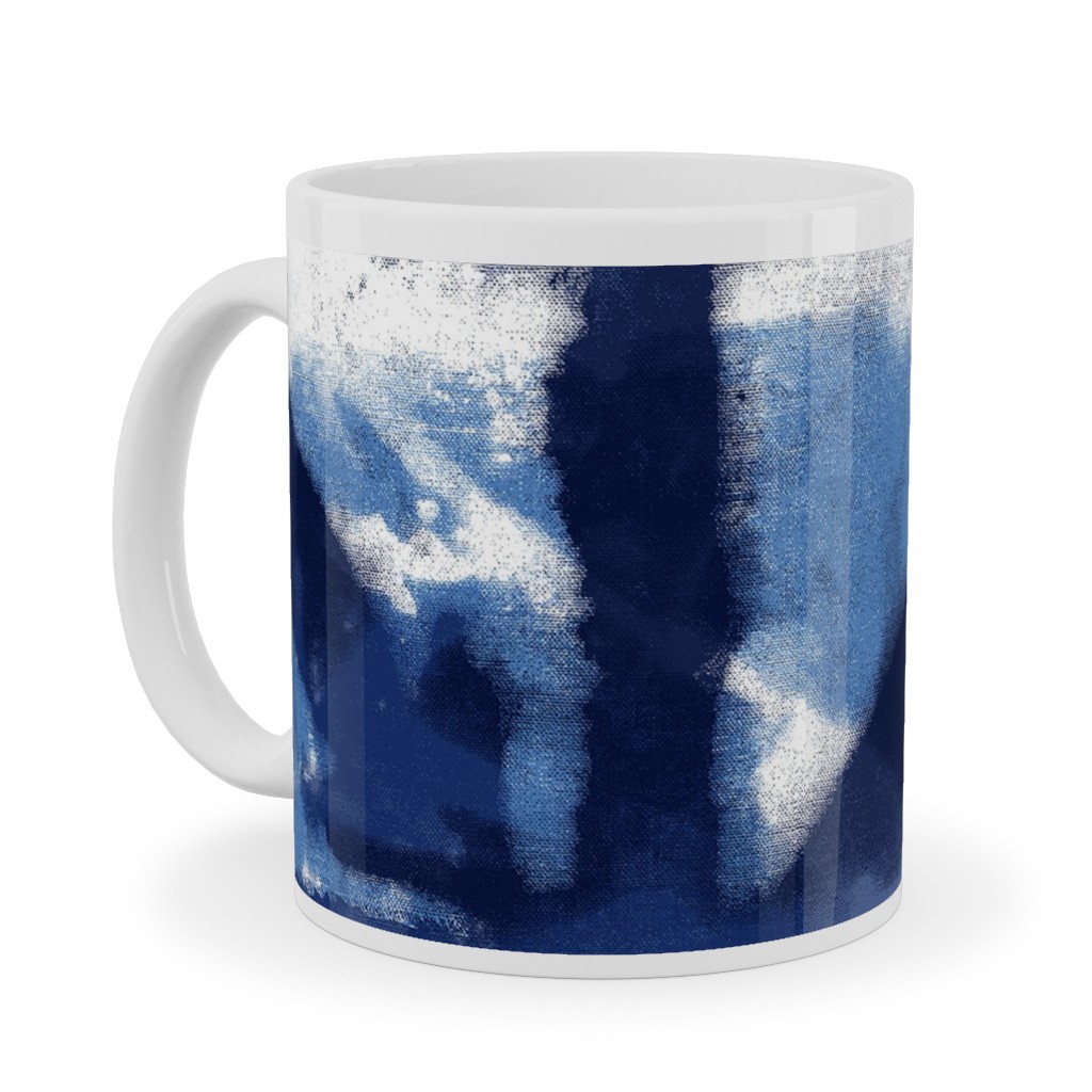 Shibori - Indigo Ceramic Mug, White,  , 11oz, Blue