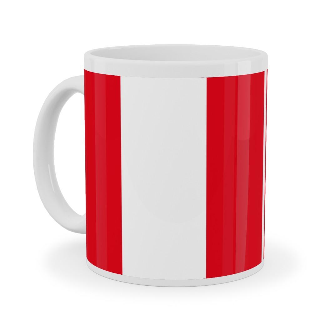 Turkish Stripes Vertical- Canada Day - Red and White Ceramic Mug, White,  , 11oz, Red