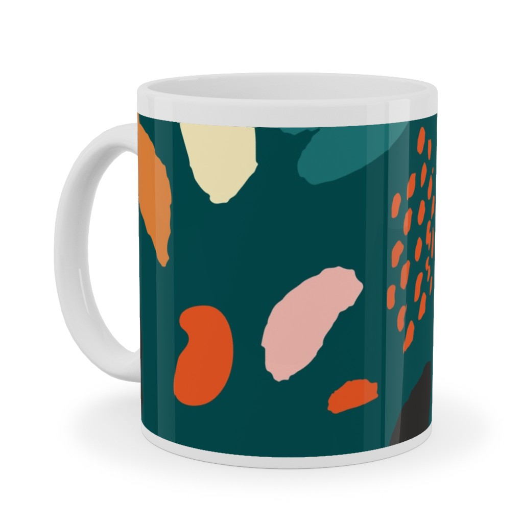 Splashes Pattern - Green Ceramic Mug, White, , 11oz, Multicolor