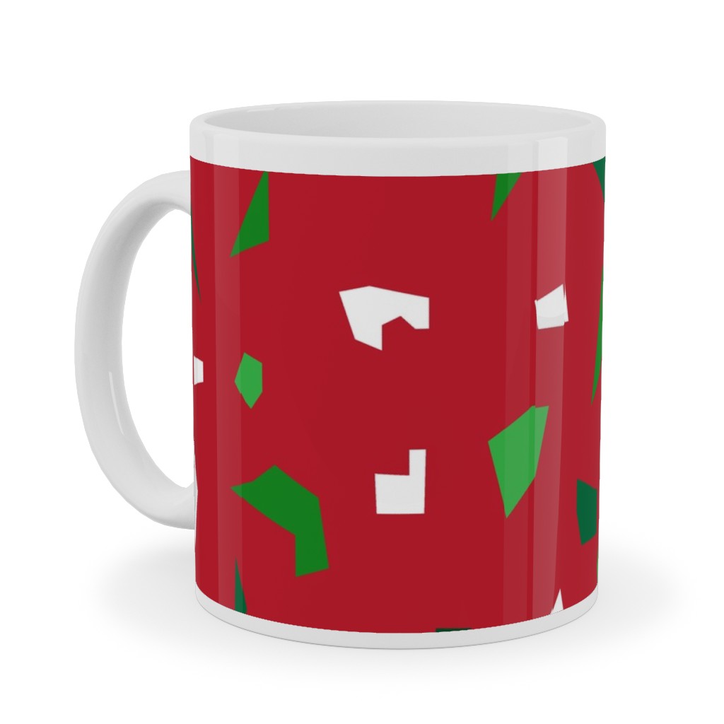 Christmas Terrazzo Ceramic Mug, White,  , 11oz, Red