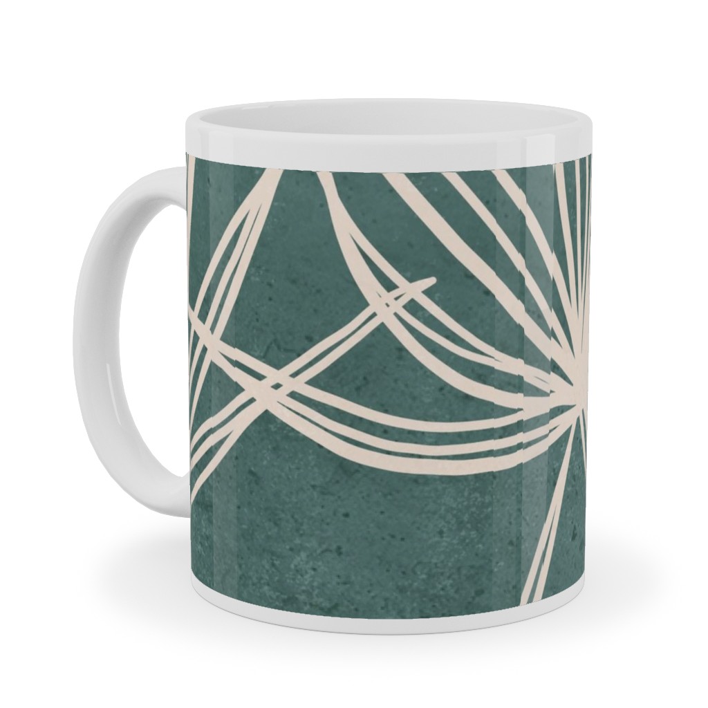 Palm Fronds Fan - Green Ceramic Mug, White, , 11oz, Green, Classic Green