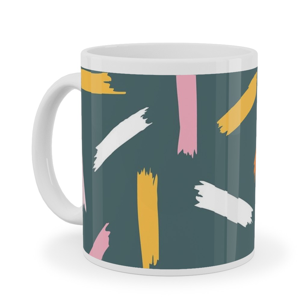 Fun With Paint - Dark Blue Ceramic Mug, White,  , 11oz, Multicolor