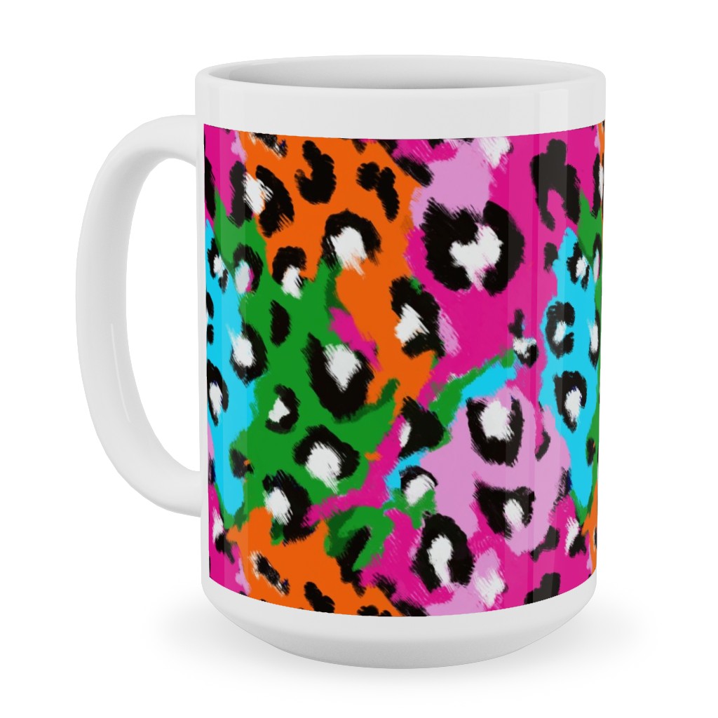 Leopard Print - Multi Ceramic Mug, White, , 15oz, Multicolor