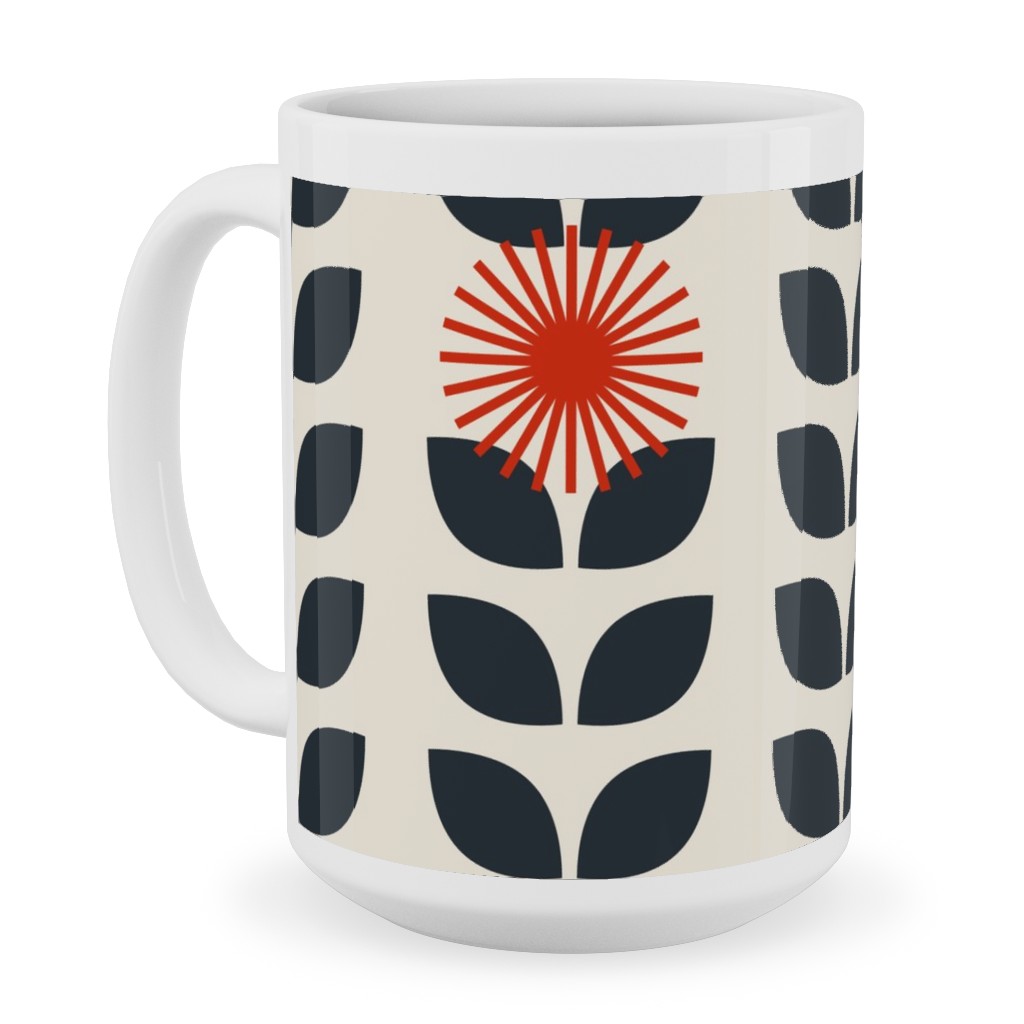 Scandinavian Climbing Vines - Neutral Ceramic Mug, White,  , 15oz, Beige