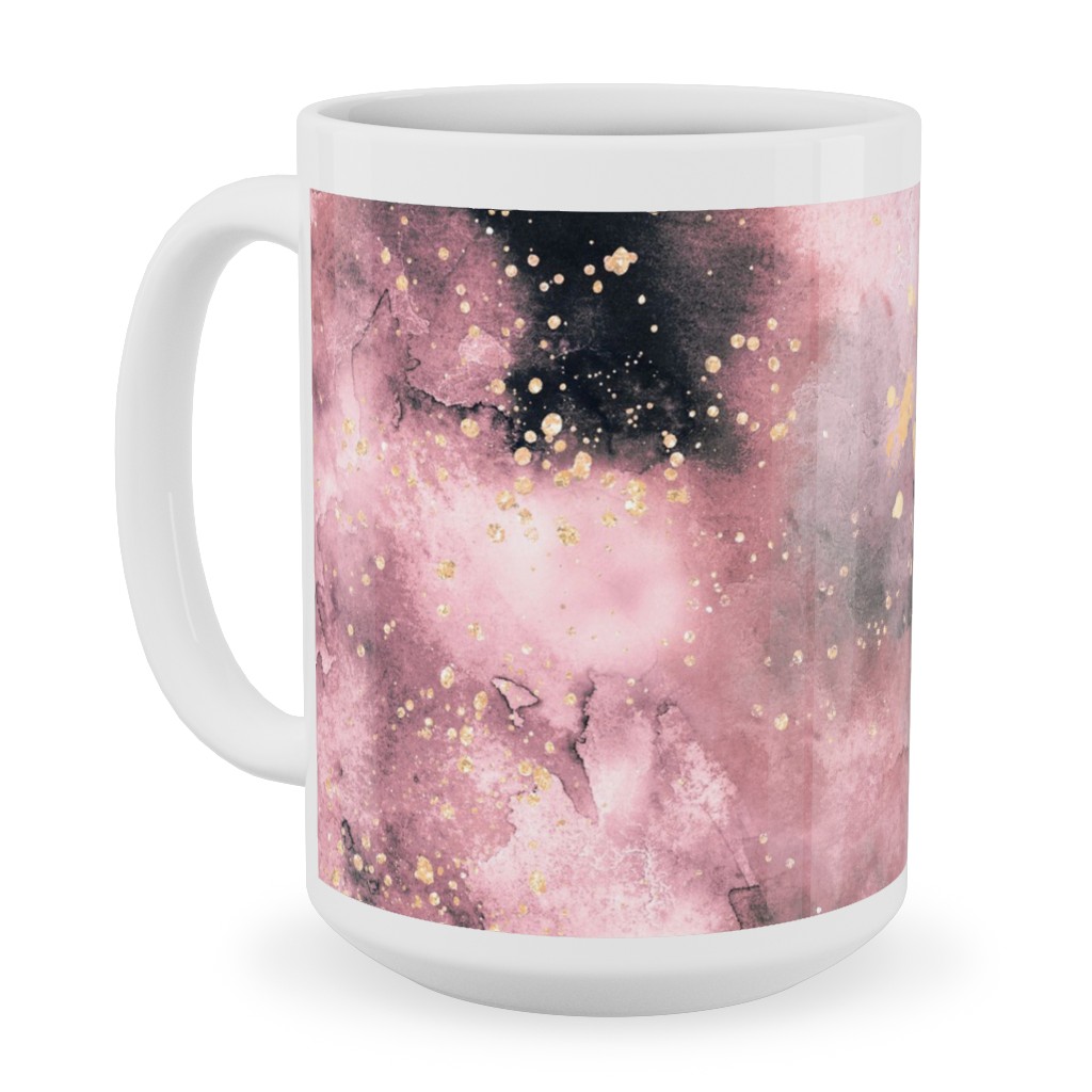 Watercolor Marble - Pink Ceramic Mug, White,  , 15oz, Pink