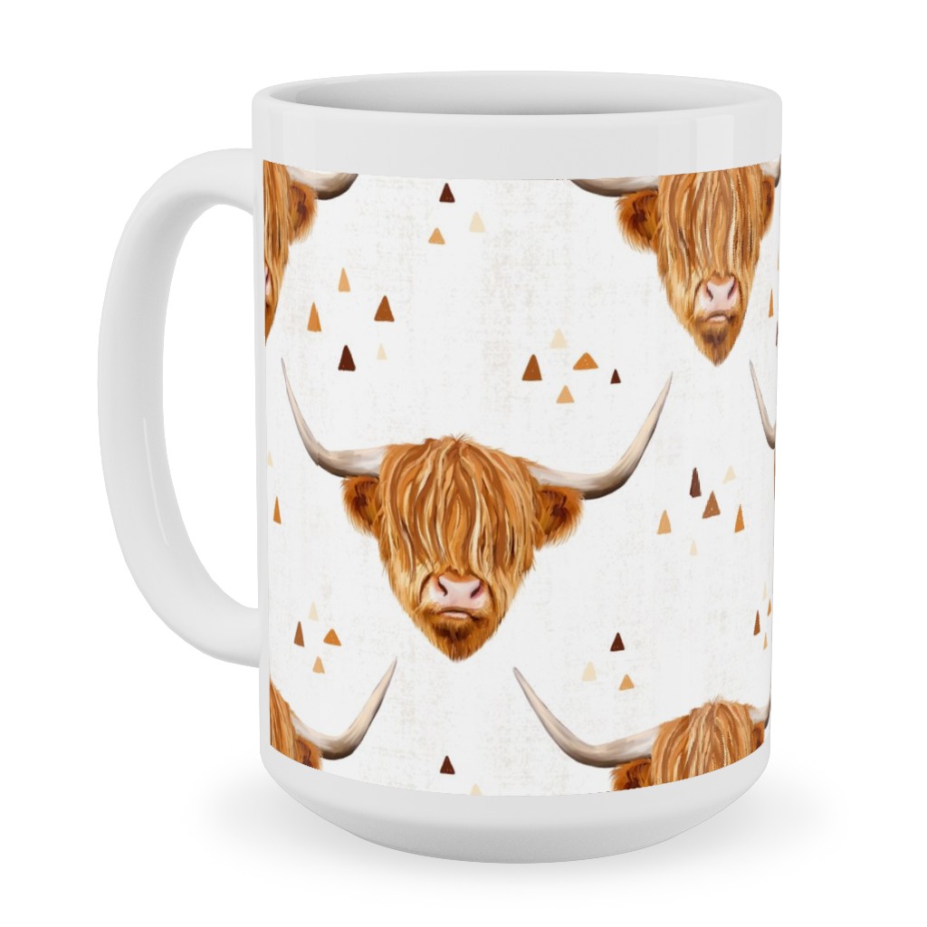 Highland Cow Ceramic Mug, White,  , 15oz, White