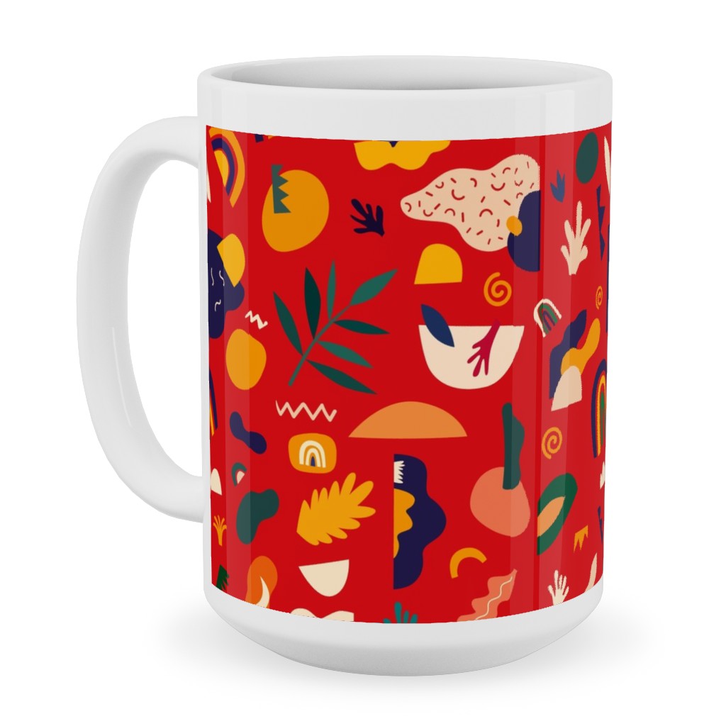 Seamless Pattern - Red Ceramic Mug, White,  , 15oz, Red
