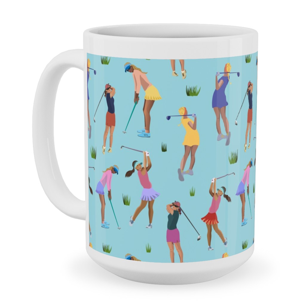 Golf Girls Ceramic Mug, White,  , 15oz, Blue