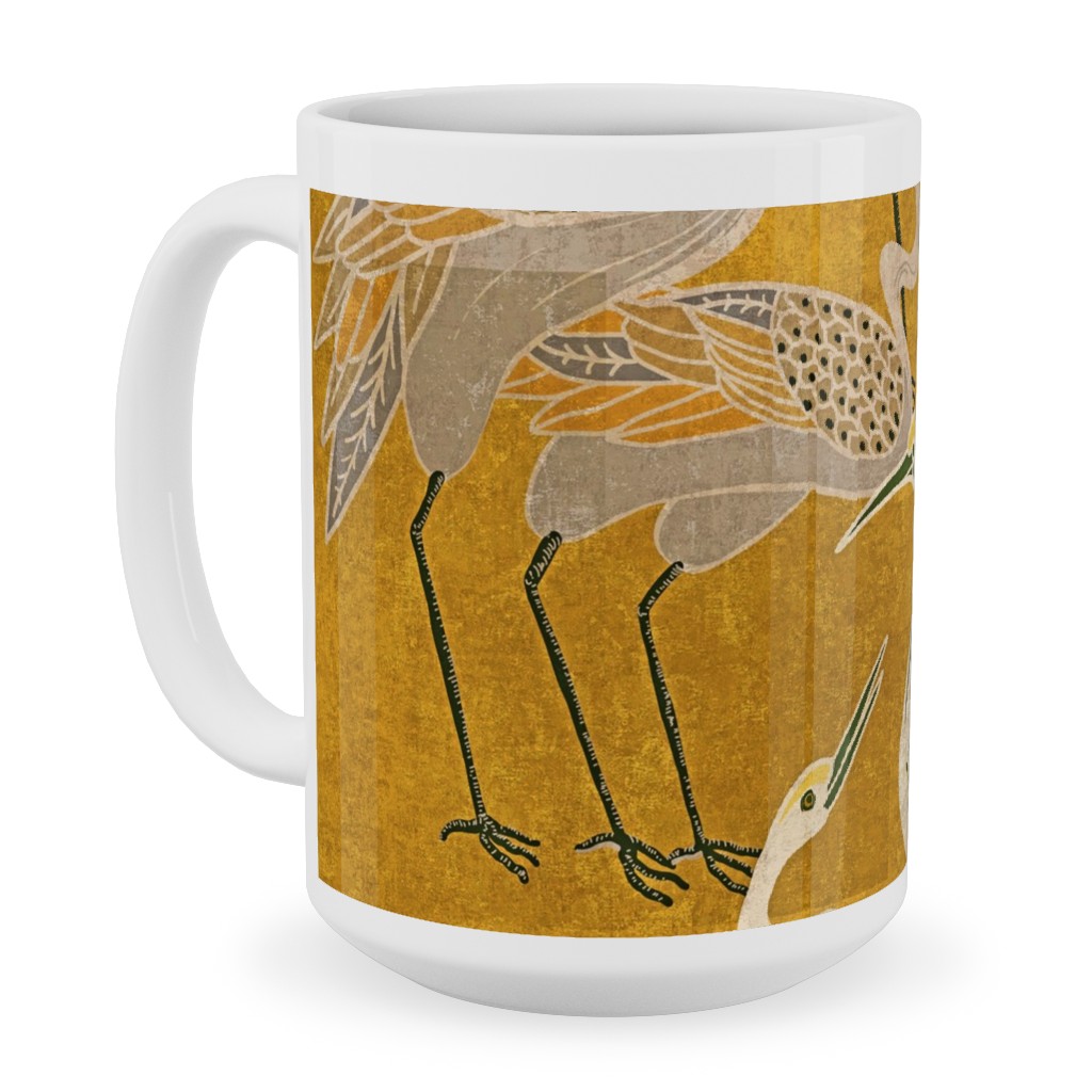 Deco Cranes - Golden Hour Ceramic Mug, White,  , 15oz, Yellow
