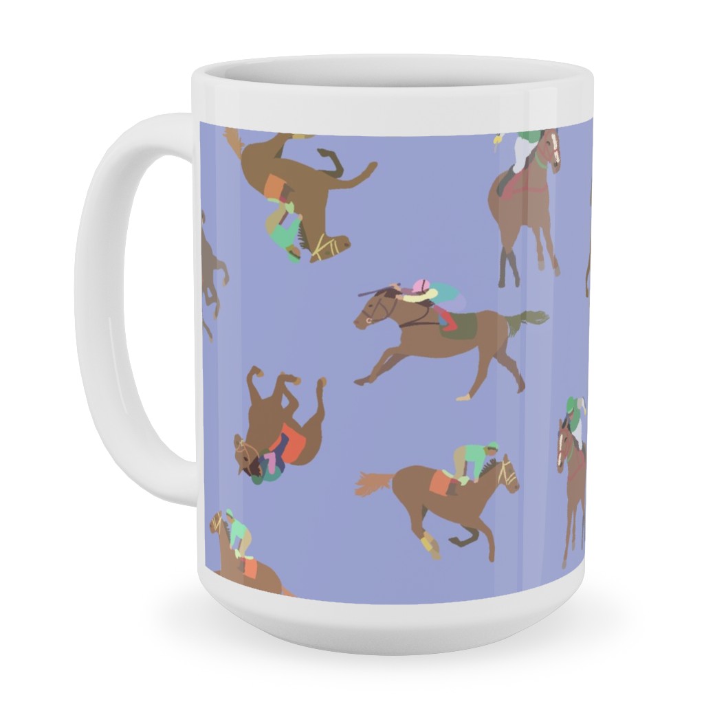Horses Running Ceramic Mug, White, , 15oz, Purple, Sea Swell