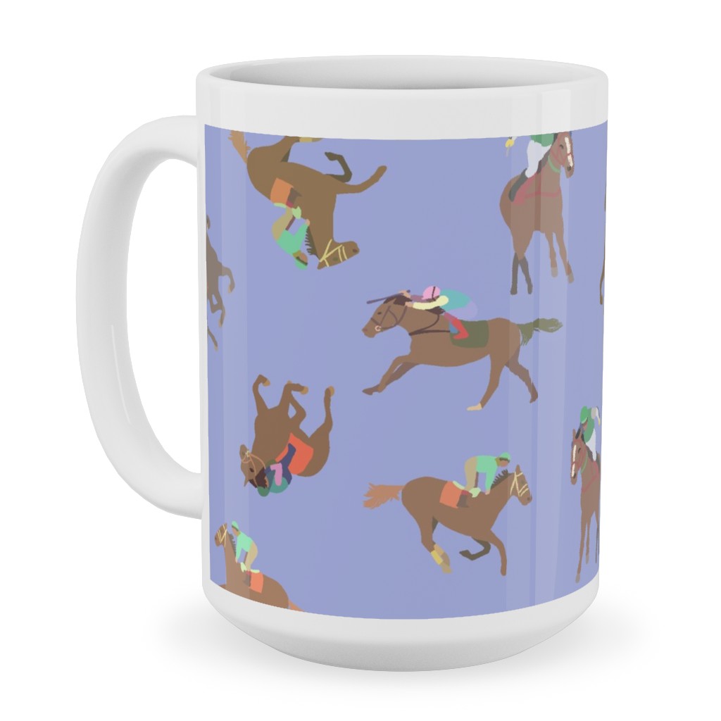 Horses Running Ceramic Mug, White,  , 15oz, Purple