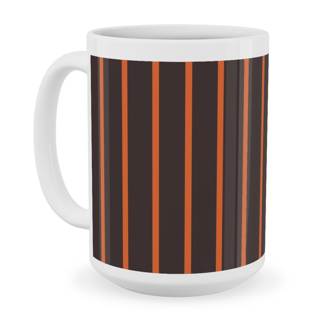 Halloween Stripes Ceramic Mug, White, , 15oz, Black, Brown