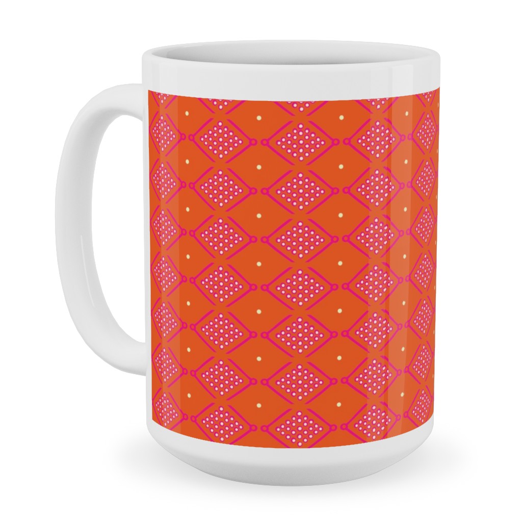 Tribal Geometric - Orange Ceramic Mug, White,  , 15oz, Orange