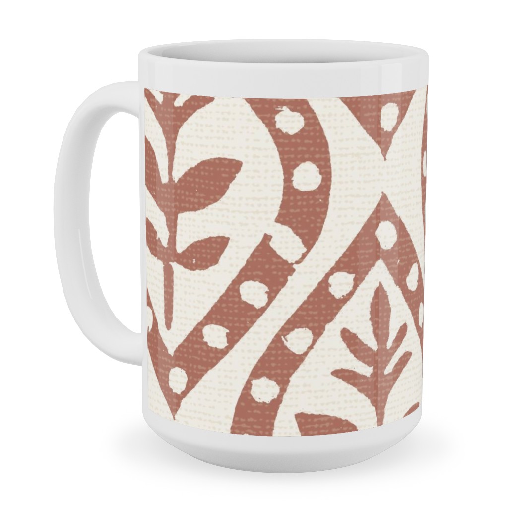 Molly's Print - Terracotta Ceramic Mug, White,  , 15oz, Brown